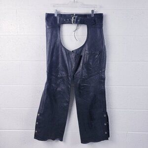 Vintage HUDSON Leather Motorcycle Chaps M Medium Mens Black‎ BIKER Chaps Pants